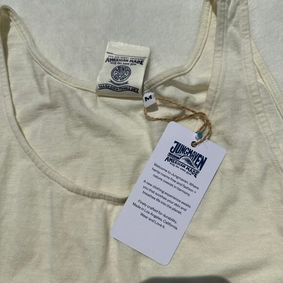 Jungmaven Cropped Tank Top Shirt Size Medium Hemp Cotton Washed White NWT - Picture 10 of 11